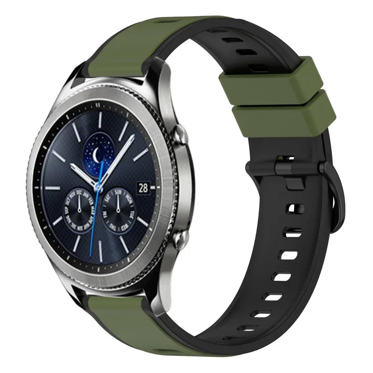 22mm Two-Color Silicone Watch Band, For Samsung Galaxy Watch3 45mm, For Samsung Galaxy Watch 46mm, For Samsung Gear S3 Classic, For Samsung Gear S3 Frontier