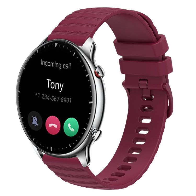 22mm Wavy Dotted Solid-Color Silicone Watch Band, For Amazfit GTR 2, For Amazfit 3 Stratos, For Amazfit GTR 47mm