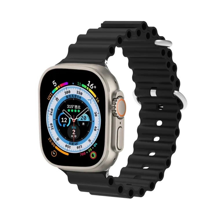 สายรัดนาฬิกาซิลิโคนหัวโลหะ Ocean สำหรับ Apple Watch Ultra 49 มม. / Series 8&7 45 มม., สำหรับ Apple Watch Series 8&7 41 มม. / SE 2&6&SE&5&4 40 มม. / 3&2&1 38 มม.