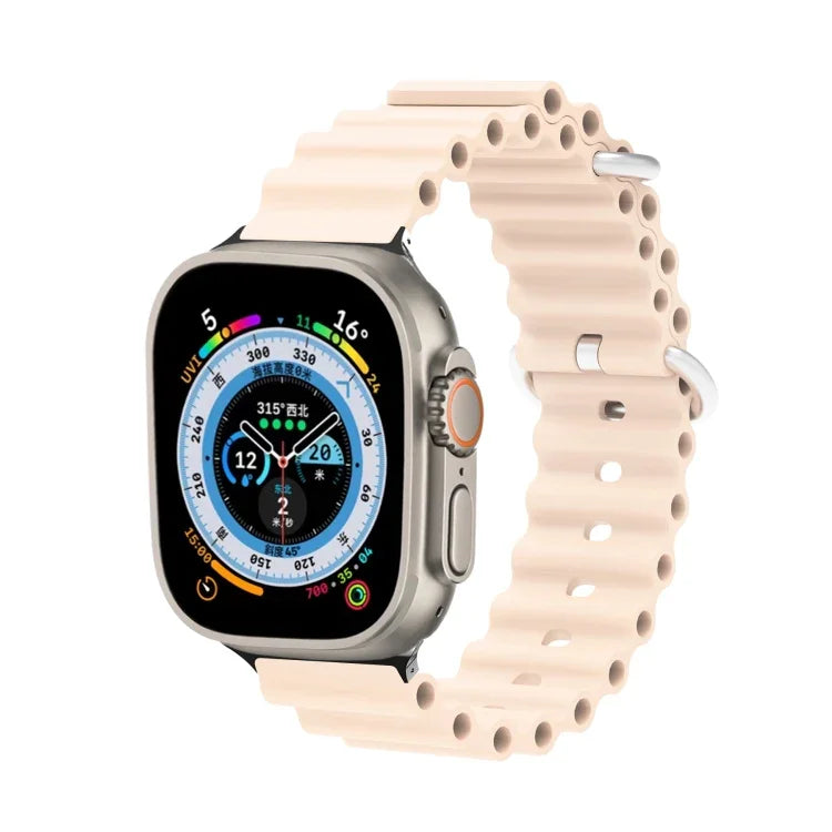 สายรัดนาฬิกาซิลิโคนหัวโลหะ Ocean สำหรับ Apple Watch Ultra 49 มม. / Series 8&7 45 มม., สำหรับ Apple Watch Series 8&7 41 มม. / SE 2&6&SE&5&4 40 มม. / 3&2&1 38 มม.