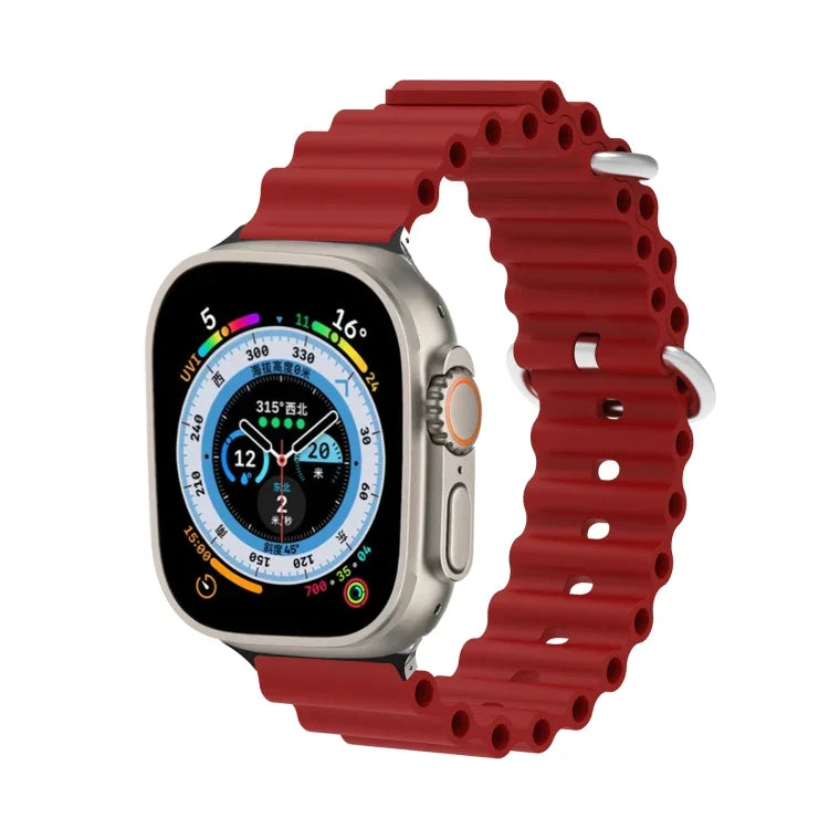 สายรัดนาฬิกาซิลิโคนหัวโลหะ Ocean สำหรับ Apple Watch Ultra 49 มม. / Series 8&7 45 มม., สำหรับ Apple Watch Series 8&7 41 มม. / SE 2&6&SE&5&4 40 มม. / 3&2&1 38 มม.