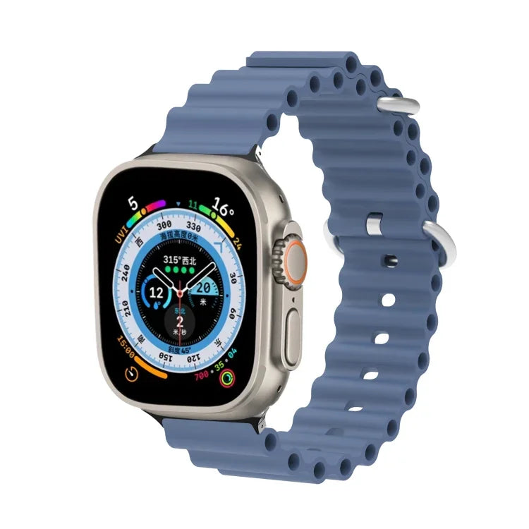สายรัดนาฬิกาซิลิโคนหัวโลหะ Ocean สำหรับ Apple Watch Ultra 49 มม. / Series 8&7 45 มม., สำหรับ Apple Watch Series 8&7 41 มม. / SE 2&6&SE&5&4 40 มม. / 3&2&1 38 มม.