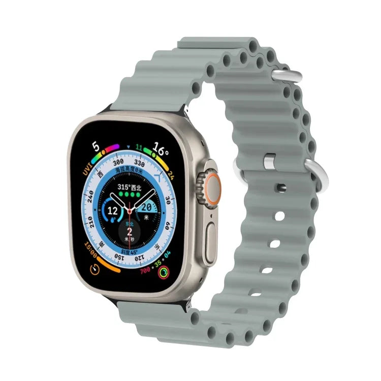 สายรัดนาฬิกาซิลิโคนหัวโลหะ Ocean สำหรับ Apple Watch Ultra 49 มม. / Series 8&7 45 มม., สำหรับ Apple Watch Series 8&7 41 มม. / SE 2&6&SE&5&4 40 มม. / 3&2&1 38 มม.