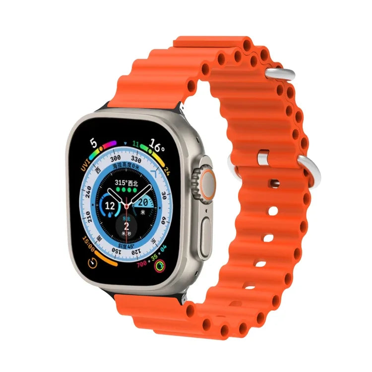 สายรัดนาฬิกาซิลิโคนหัวโลหะ Ocean สำหรับ Apple Watch Ultra 49 มม. / Series 8&7 45 มม., สำหรับ Apple Watch Series 8&7 41 มม. / SE 2&6&SE&5&4 40 มม. / 3&2&1 38 มม.