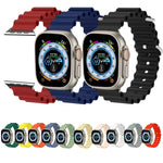 สายรัดนาฬิกาซิลิโคนหัวโลหะ Ocean สำหรับ Apple Watch Ultra 49 มม. / Series 8&7 45 มม., สำหรับ Apple Watch Series 8&7 41 มม. / SE 2&6&SE&5&4 40 มม. / 3&2&1 38 มม.
