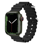 สายรัดนาฬิกาซิลิโคนหัวโลหะ Ocean สำหรับ Apple Watch Ultra 49 มม. / Series 8&7 45 มม., สำหรับ Apple Watch Series 8&7 41 มม. / SE 2&6&SE&5&4 40 มม. / 3&2&1 38 มม.