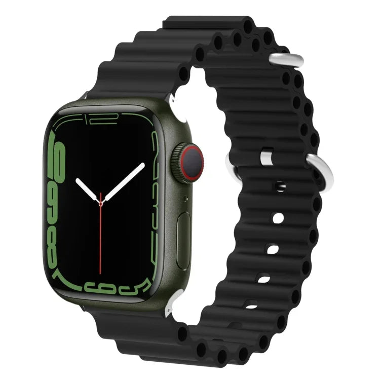 สายรัดนาฬิกาซิลิโคนหัวโลหะ Ocean สำหรับ Apple Watch Ultra 49 มม. / Series 8&7 45 มม., สำหรับ Apple Watch Series 8&7 41 มม. / SE 2&6&SE&5&4 40 มม. / 3&2&1 38 มม.