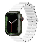สายรัดนาฬิกาซิลิโคนหัวโลหะ Ocean สำหรับ Apple Watch Ultra 49 มม. / Series 8&7 45 มม., สำหรับ Apple Watch Series 8&7 41 มม. / SE 2&6&SE&5&4 40 มม. / 3&2&1 38 มม.