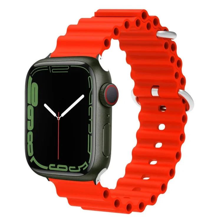 สายรัดนาฬิกาซิลิโคนหัวโลหะ Ocean สำหรับ Apple Watch Ultra 49 มม. / Series 8&7 45 มม., สำหรับ Apple Watch Series 8&7 41 มม. / SE 2&6&SE&5&4 40 มม. / 3&2&1 38 มม.