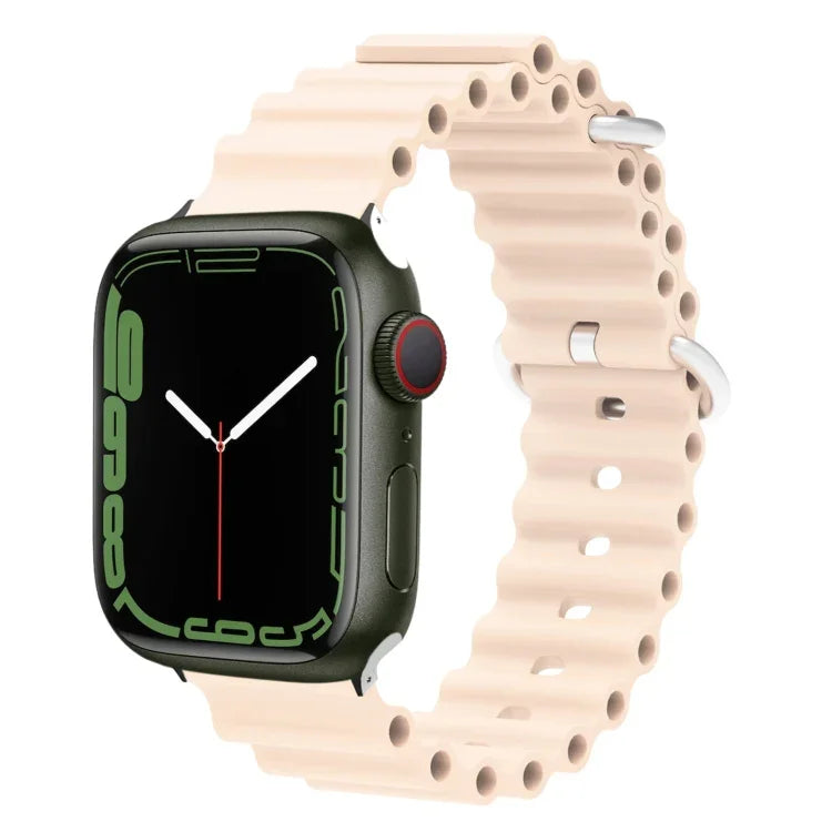 สายรัดนาฬิกาซิลิโคนหัวโลหะ Ocean สำหรับ Apple Watch Ultra 49 มม. / Series 8&7 45 มม., สำหรับ Apple Watch Series 8&7 41 มม. / SE 2&6&SE&5&4 40 มม. / 3&2&1 38 มม.