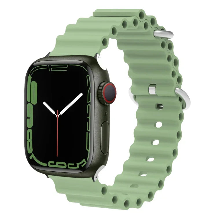 สายรัดนาฬิกาซิลิโคนหัวโลหะ Ocean สำหรับ Apple Watch Ultra 49 มม. / Series 8&7 45 มม., สำหรับ Apple Watch Series 8&7 41 มม. / SE 2&6&SE&5&4 40 มม. / 3&2&1 38 มม.