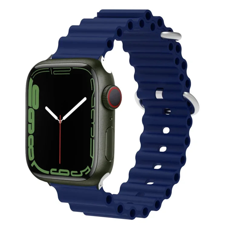 สายรัดนาฬิกาซิลิโคนหัวโลหะ Ocean สำหรับ Apple Watch Ultra 49 มม. / Series 8&7 45 มม., สำหรับ Apple Watch Series 8&7 41 มม. / SE 2&6&SE&5&4 40 มม. / 3&2&1 38 มม.