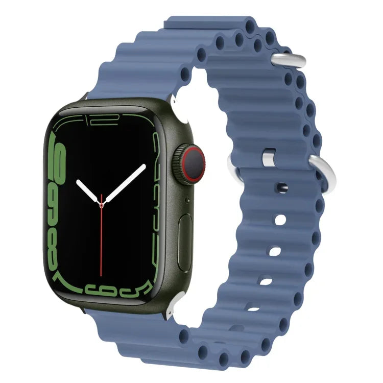 สายรัดนาฬิกาซิลิโคนหัวโลหะ Ocean สำหรับ Apple Watch Ultra 49 มม. / Series 8&7 45 มม., สำหรับ Apple Watch Series 8&7 41 มม. / SE 2&6&SE&5&4 40 มม. / 3&2&1 38 มม.
