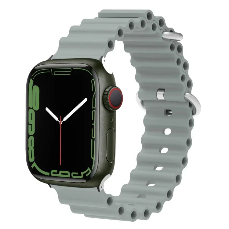 สายรัดนาฬิกาซิลิโคนหัวโลหะ Ocean สำหรับ Apple Watch Ultra 49 มม. / Series 8&7 45 มม., สำหรับ Apple Watch Series 8&7 41 มม. / SE 2&6&SE&5&4 40 มม. / 3&2&1 38 มม.