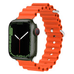 สายรัดนาฬิกาซิลิโคนหัวโลหะ Ocean สำหรับ Apple Watch Ultra 49 มม. / Series 8&7 45 มม., สำหรับ Apple Watch Series 8&7 41 มม. / SE 2&6&SE&5&4 40 มม. / 3&2&1 38 มม.