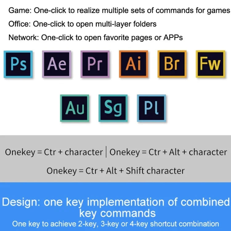 MK321BT แป้นพิมพ์เกมและออฟฟิศ 3 ปุ่ม ปรับแต่งได้ บลูทูธ 5.1 พร้อมโปรแกรมมาโครและคลิป PS