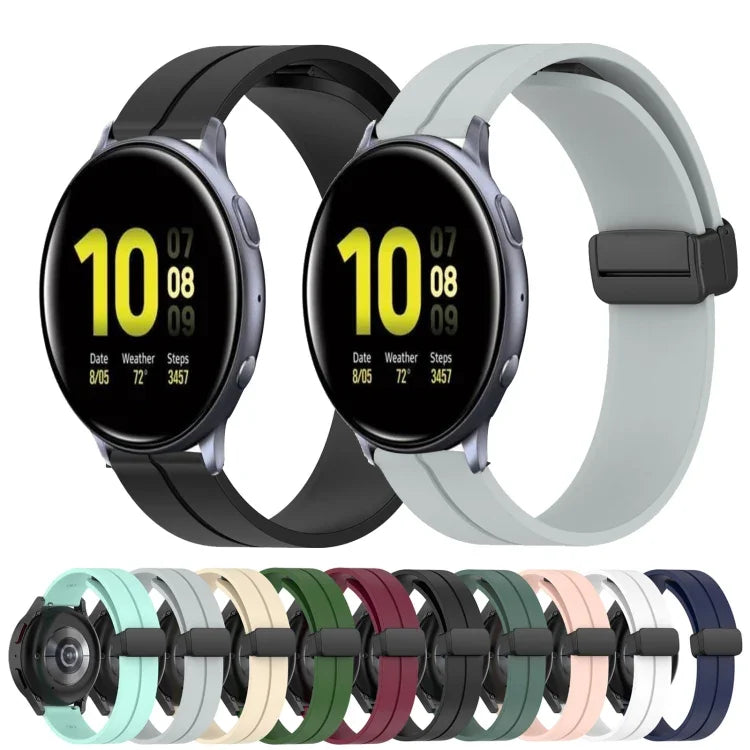 20mm Solid Color Magnetic Clasp Silicone Watch Band, For Samsung Galaxy Watch Active2 44mm, For Samsung Galaxy Watch 42mm