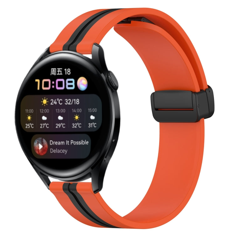 22mm Folding Magnetic Clasp Silicone Watch Band, For Huawei Watch GT3 Pro 46mm, For Huawei Watch GT3 46mm, For Huawei Watch GT Runner, For Huawei Watch 3