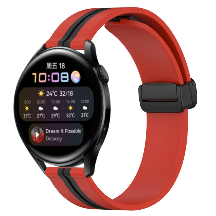 22mm Folding Magnetic Clasp Silicone Watch Band, For Huawei Watch GT3 Pro 46mm, For Huawei Watch GT3 46mm, For Huawei Watch GT Runner, For Huawei Watch 3