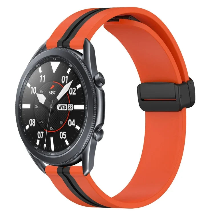 สายรัดนาฬิกาซิลิโคนพับได้พร้อมตัวล็อกแม่เหล็ก 22mm สำหรับ Samsung Galaxy Watch3 45mm, สำหรับ Samsung Galaxy Watch 46mm, สำหรับ Samsung Gear S3 Classic, สำหรับ Samsung Gear S3 Frontier