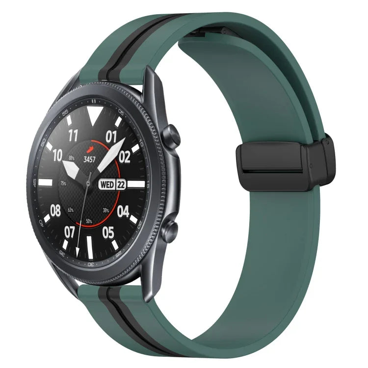 สายรัดนาฬิกาซิลิโคนพับได้พร้อมตัวล็อกแม่เหล็ก 22mm สำหรับ Samsung Galaxy Watch3 45mm, สำหรับ Samsung Galaxy Watch 46mm, สำหรับ Samsung Gear S3 Classic, สำหรับ Samsung Gear S3 Frontier