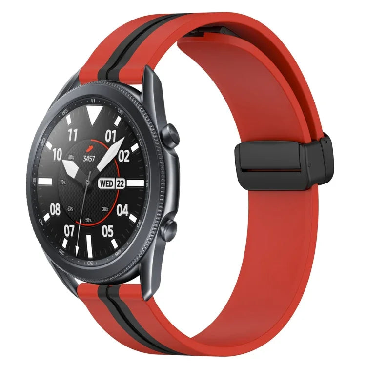 สายรัดนาฬิกาซิลิโคนพับได้พร้อมตัวล็อกแม่เหล็ก 22mm สำหรับ Samsung Galaxy Watch3 45mm, สำหรับ Samsung Galaxy Watch 46mm, สำหรับ Samsung Gear S3 Classic, สำหรับ Samsung Gear S3 Frontier