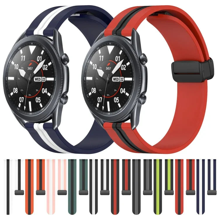 สายรัดนาฬิกาซิลิโคนพับได้พร้อมตัวล็อกแม่เหล็ก 22mm สำหรับ Samsung Galaxy Watch3 45mm, สำหรับ Samsung Galaxy Watch 46mm, สำหรับ Samsung Gear S3 Classic, สำหรับ Samsung Gear S3 Frontier