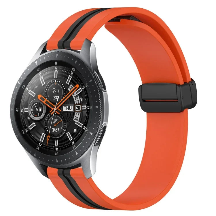 สายรัดนาฬิกาซิลิโคนพับได้พร้อมตัวล็อกแม่เหล็ก 22mm สำหรับ Samsung Galaxy Watch3 45mm, สำหรับ Samsung Galaxy Watch 46mm, สำหรับ Samsung Gear S3 Classic, สำหรับ Samsung Gear S3 Frontier