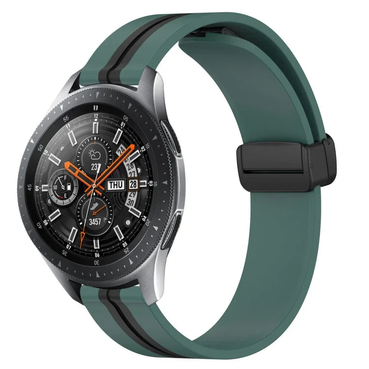 สายรัดนาฬิกาซิลิโคนพับได้พร้อมตัวล็อกแม่เหล็ก 22mm สำหรับ Samsung Galaxy Watch3 45mm, สำหรับ Samsung Galaxy Watch 46mm, สำหรับ Samsung Gear S3 Classic, สำหรับ Samsung Gear S3 Frontier