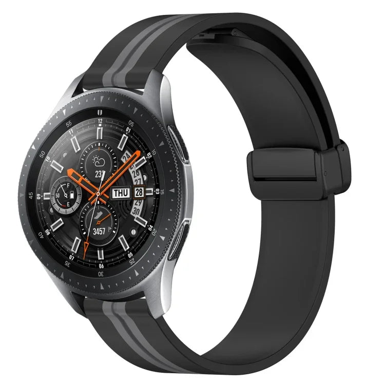 สายรัดนาฬิกาซิลิโคนพับได้พร้อมตัวล็อกแม่เหล็ก 22mm สำหรับ Samsung Galaxy Watch3 45mm, สำหรับ Samsung Galaxy Watch 46mm, สำหรับ Samsung Gear S3 Classic, สำหรับ Samsung Gear S3 Frontier