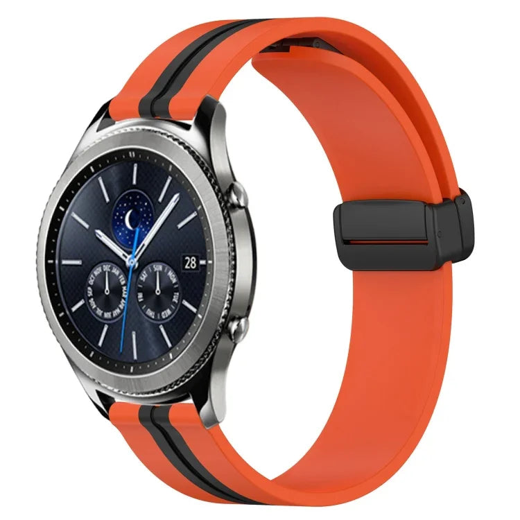 สายรัดนาฬิกาซิลิโคนพับได้พร้อมตัวล็อกแม่เหล็ก 22mm สำหรับ Samsung Galaxy Watch3 45mm, สำหรับ Samsung Galaxy Watch 46mm, สำหรับ Samsung Gear S3 Classic, สำหรับ Samsung Gear S3 Frontier