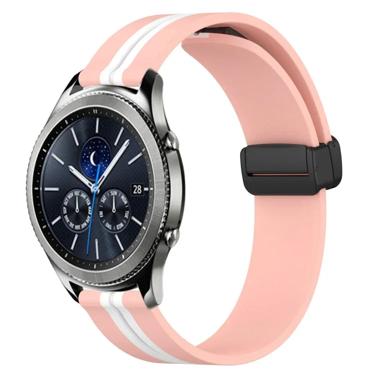 สายรัดนาฬิกาซิลิโคนพับได้พร้อมตัวล็อกแม่เหล็ก 22mm สำหรับ Samsung Galaxy Watch3 45mm, สำหรับ Samsung Galaxy Watch 46mm, สำหรับ Samsung Gear S3 Classic, สำหรับ Samsung Gear S3 Frontier