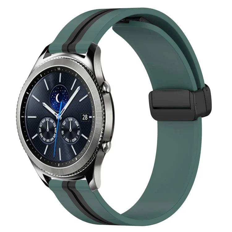 สายรัดนาฬิกาซิลิโคนพับได้พร้อมตัวล็อกแม่เหล็ก 22mm สำหรับ Samsung Galaxy Watch3 45mm, สำหรับ Samsung Galaxy Watch 46mm, สำหรับ Samsung Gear S3 Classic, สำหรับ Samsung Gear S3 Frontier