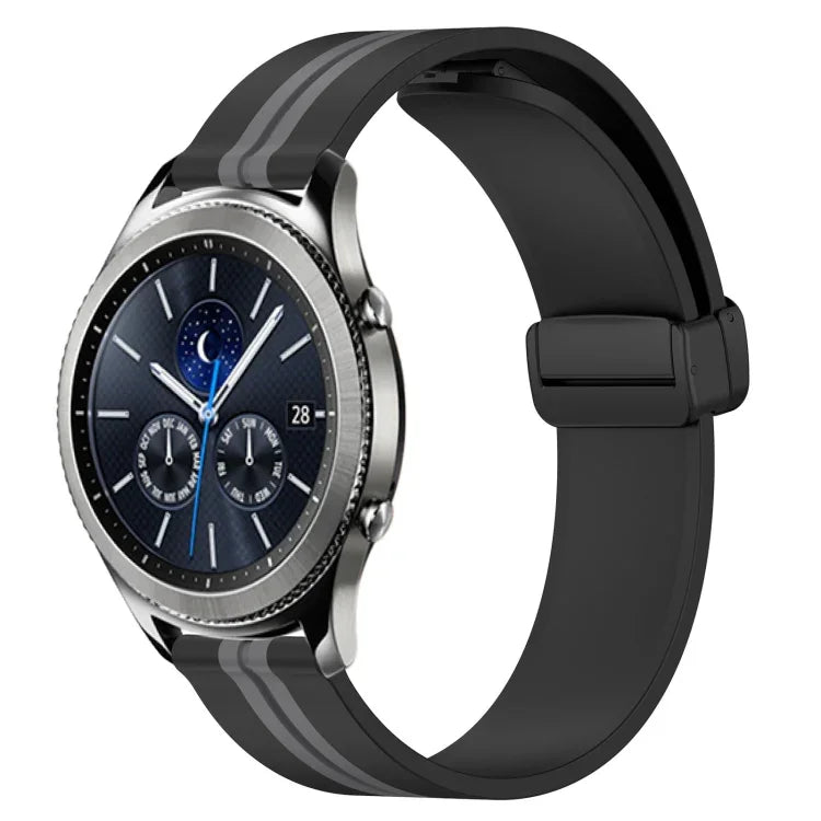สายรัดนาฬิกาซิลิโคนพับได้พร้อมตัวล็อกแม่เหล็ก 22mm สำหรับ Samsung Galaxy Watch3 45mm, สำหรับ Samsung Galaxy Watch 46mm, สำหรับ Samsung Gear S3 Classic, สำหรับ Samsung Gear S3 Frontier