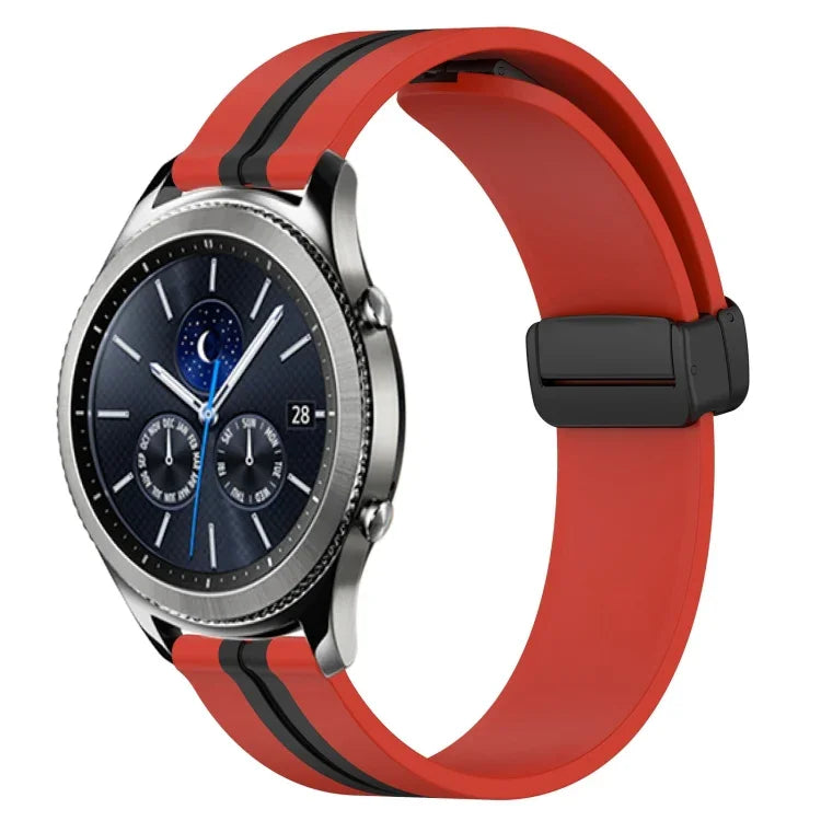 สายรัดนาฬิกาซิลิโคนพับได้พร้อมตัวล็อกแม่เหล็ก 22mm สำหรับ Samsung Galaxy Watch3 45mm, สำหรับ Samsung Galaxy Watch 46mm, สำหรับ Samsung Gear S3 Classic, สำหรับ Samsung Gear S3 Frontier