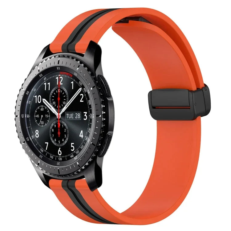สายรัดนาฬิกาซิลิโคนพับได้พร้อมตัวล็อกแม่เหล็ก 22mm สำหรับ Samsung Galaxy Watch3 45mm, สำหรับ Samsung Galaxy Watch 46mm, สำหรับ Samsung Gear S3 Classic, สำหรับ Samsung Gear S3 Frontier