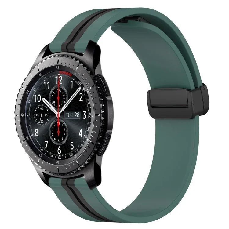 สายรัดนาฬิกาซิลิโคนพับได้พร้อมตัวล็อกแม่เหล็ก 22mm สำหรับ Samsung Galaxy Watch3 45mm, สำหรับ Samsung Galaxy Watch 46mm, สำหรับ Samsung Gear S3 Classic, สำหรับ Samsung Gear S3 Frontier