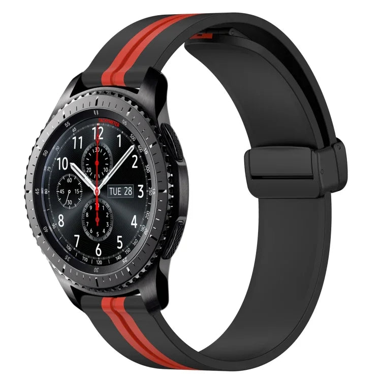 สายรัดนาฬิกาซิลิโคนพับได้พร้อมตัวล็อกแม่เหล็ก 22mm สำหรับ Samsung Galaxy Watch3 45mm, สำหรับ Samsung Galaxy Watch 46mm, สำหรับ Samsung Gear S3 Classic, สำหรับ Samsung Gear S3 Frontier