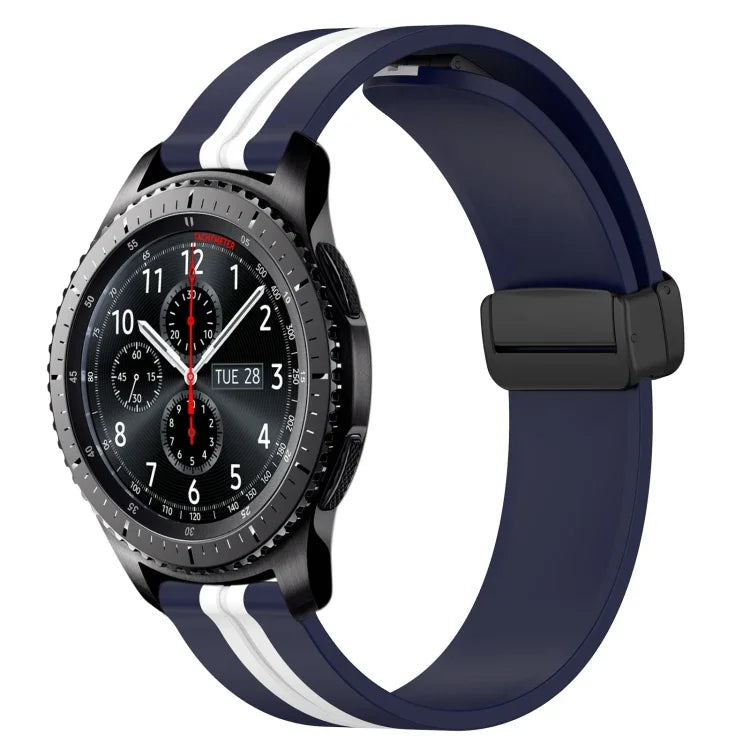 สายรัดนาฬิกาซิลิโคนพับได้พร้อมตัวล็อกแม่เหล็ก 22mm สำหรับ Samsung Galaxy Watch3 45mm, สำหรับ Samsung Galaxy Watch 46mm, สำหรับ Samsung Gear S3 Classic, สำหรับ Samsung Gear S3 Frontier