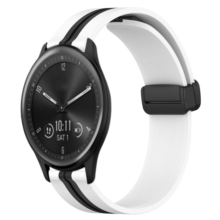 20mm Folding Magnetic Clasp Silicone Watch Band, For Garmin Vivomove Sport, For Garmin Venu 2 Plus, For Garmin Approach S40, For Garmin Forerunner 158