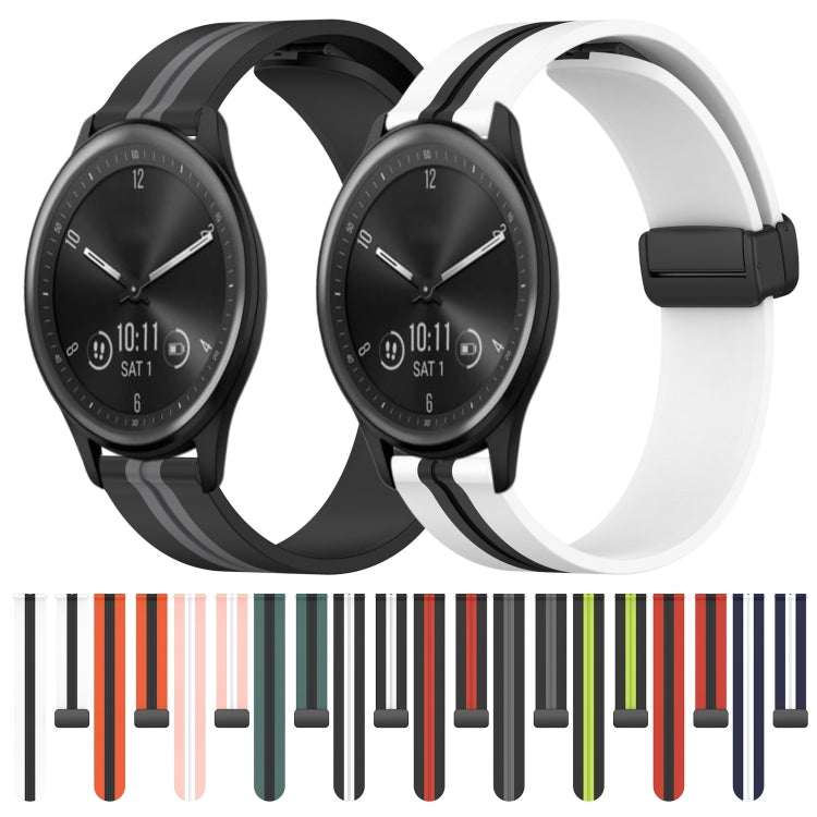 20mm Folding Magnetic Clasp Silicone Watch Band, For Garmin Vivomove Sport, For Garmin Venu 2 Plus, For Garmin Approach S40, For Garmin Forerunner 158