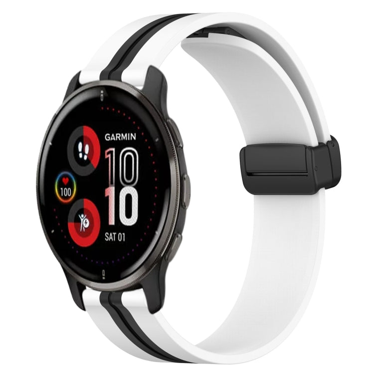 20mm Folding Magnetic Clasp Silicone Watch Band, For Garmin Vivomove Sport, For Garmin Venu 2 Plus, For Garmin Approach S40, For Garmin Forerunner 158
