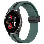 20mm Folding Magnetic Clasp Silicone Watch Band, For Garmin Vivomove Sport, For Garmin Venu 2 Plus, For Garmin Approach S40, For Garmin Forerunner 158