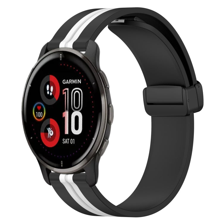 20mm Folding Magnetic Clasp Silicone Watch Band, For Garmin Vivomove Sport, For Garmin Venu 2 Plus, For Garmin Approach S40, For Garmin Forerunner 158
