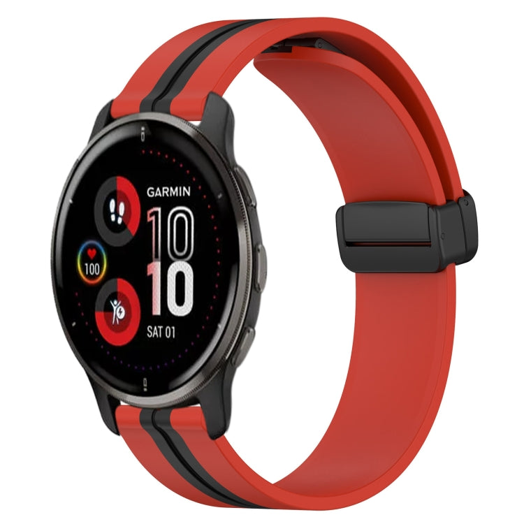 20mm Folding Magnetic Clasp Silicone Watch Band, For Garmin Vivomove Sport, For Garmin Venu 2 Plus, For Garmin Approach S40, For Garmin Forerunner 158