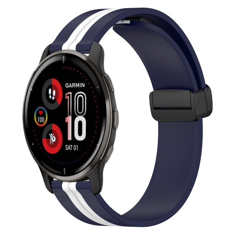 20mm Folding Magnetic Clasp Silicone Watch Band, For Garmin Vivomove Sport, For Garmin Venu 2 Plus, For Garmin Approach S40, For Garmin Forerunner 158