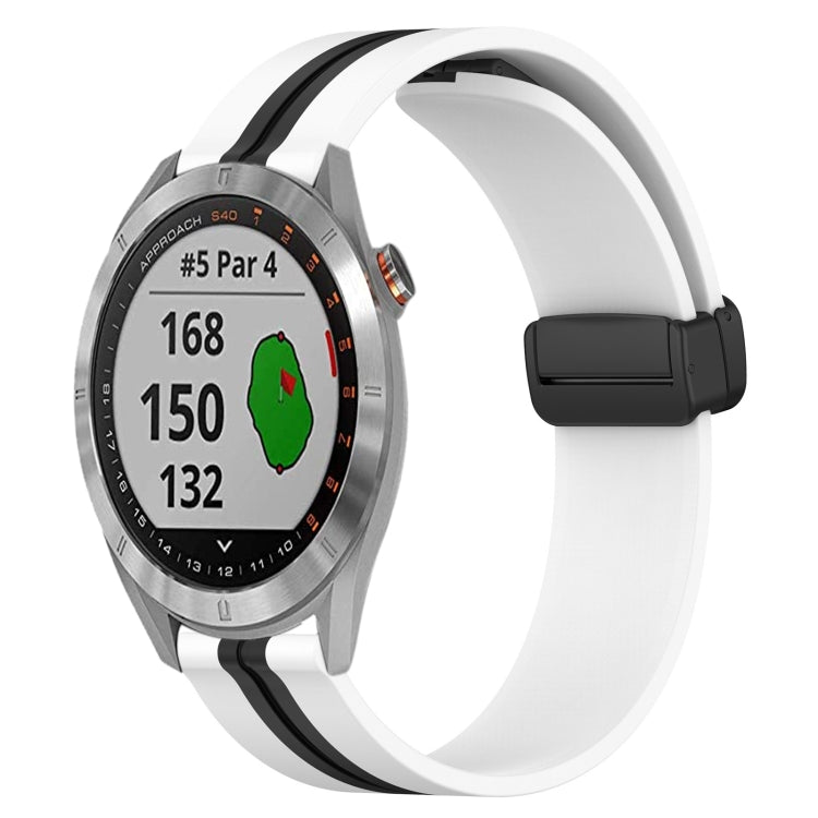 20mm Folding Magnetic Clasp Silicone Watch Band, For Garmin Vivomove Sport, For Garmin Venu 2 Plus, For Garmin Approach S40, For Garmin Forerunner 158