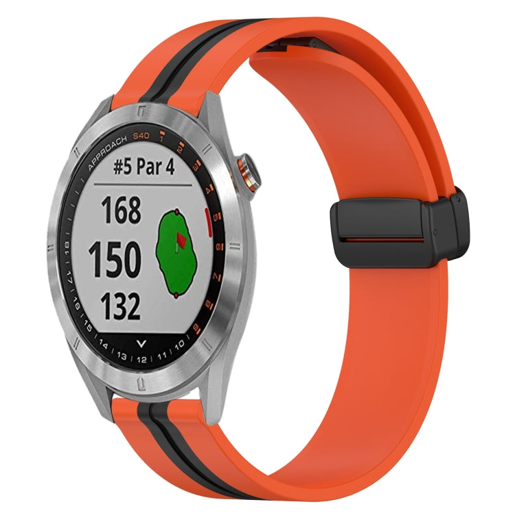 20mm Folding Magnetic Clasp Silicone Watch Band, For Garmin Vivomove Sport, For Garmin Venu 2 Plus, For Garmin Approach S40, For Garmin Forerunner 158