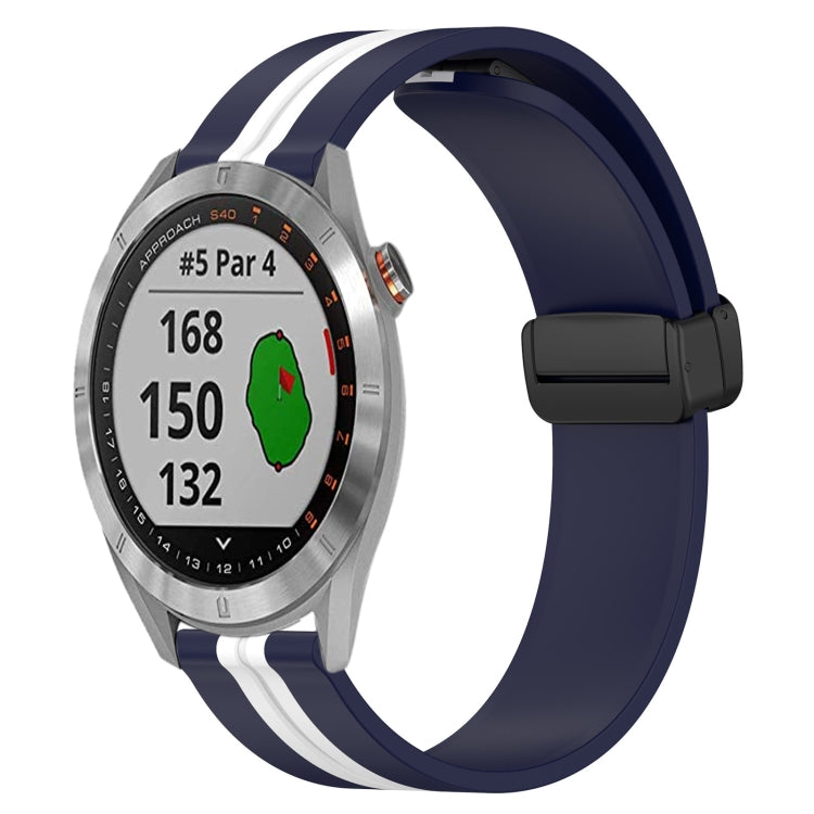 20mm Folding Magnetic Clasp Silicone Watch Band, For Garmin Vivomove Sport, For Garmin Venu 2 Plus, For Garmin Approach S40, For Garmin Forerunner 158