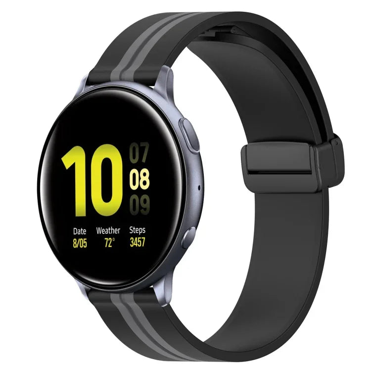 สายรัดนาฬิกาซิลิโคนพับได้พร้อมตัวล็อกแม่เหล็ก 20mm สำหรับ Samsung Galaxy Watch Active 2 40mm, สำหรับ Samsung Galaxy Watch Active 2 44mm, สำหรับ Samsung Galaxy Watch 42mm